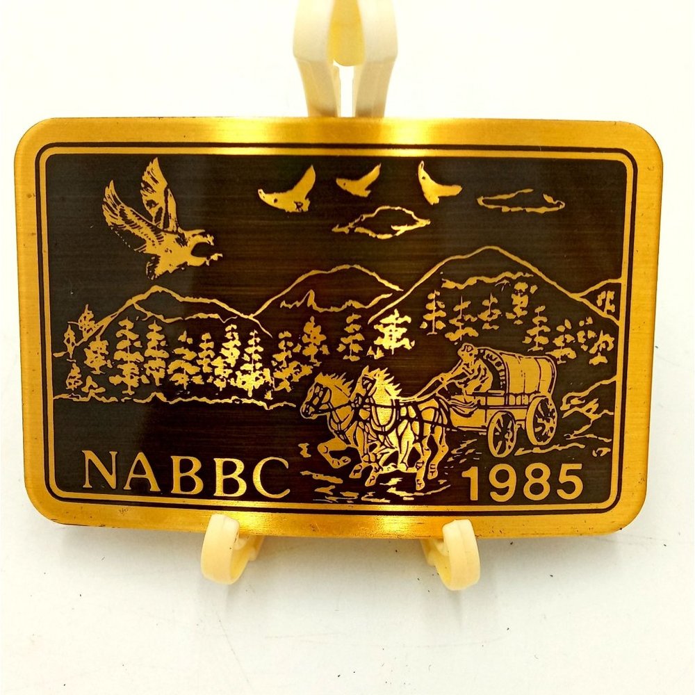 Old West Belt Buckles Covered Wagon 1985 NABBC National Association Buckle Colle